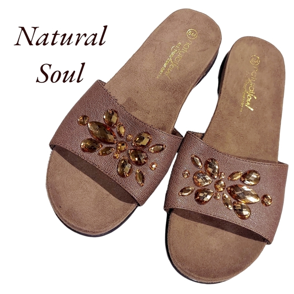 Natural Soul sandals brown womens size 8